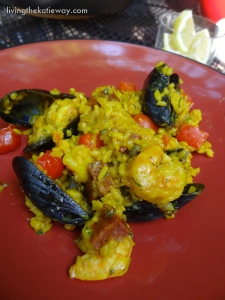 Paella Mixta with Shrimp, Mussels, & Chorizo